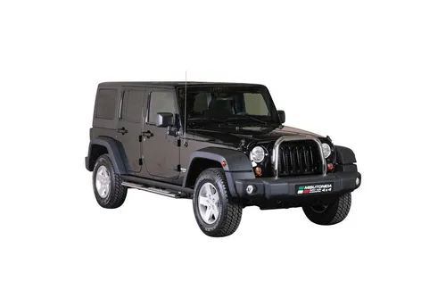 OMAC Kfz-Schmutzfänger Seitenschweller für Jeep Wrangler 2007-2018, Silber, 2-tlg. - Fahrzeugspezifische Trittbretter aus rostfreiem Stahl AISI 304, rutschfest und langlebig. Diese Trittbretter bieten Sicherheit beim Einsteigen und schützen die Karosserie effektiv.