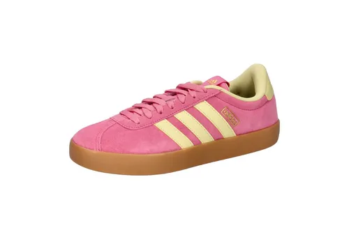 adidas Vl Court 3.0 Damen Schuhe - Pink Fusion Powder Yellow Gold Met, Größe 41 1/3 EU - Damen-Sneaker mit beschichtetem Leder, dämpfender Zwischensohle und stylischer vulkanisierter Gummiaußensohle für optimalen Komfort und Trendbewusstsein.