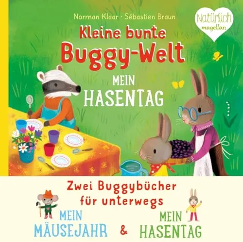 Kleine bunte Buggy-Welt - Mein Hasentag & Mein Mäusejahr: Zwei Buggybücher mit Stoffband für unterwegs