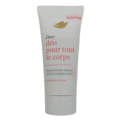 Dove Deodorant für den ganzen Körper – Creme, Himbeere & Rose – geruchs- und wei