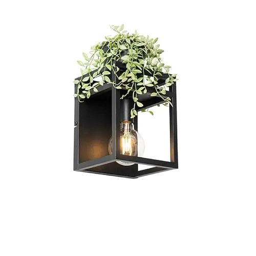 Qazqa Wandleuchte - Industrie Vintage mit Cage Rack - Stilvolle Wandleuchte aus schwarzem Stahl, ideal für Wohnzimmer und Schlafzimmer. Dimmbar mit E27 Fassung, perfekt für individuelle Lichtgestaltung.