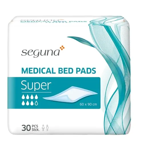 SEGUNA Medical Bed Pads, Schutzunterlage Super, 60x90 cm, 30 Stück, Krankenunterlagen, Inkontinenzunterlagen, Einwegunterlagen, Einmalunterlagen, Inko Bettschutz (Beutel 30 Stück)
