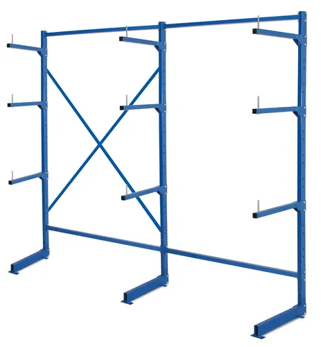 Kragarmregal 3 Ständer 9 Arme, 1950x2090x450 mm, blau - Robustes Kragarmregal für effiziente Lagerung, made in Germany. Ideal für schwere Lasten und platzsparende Lösungen in der Industrie.