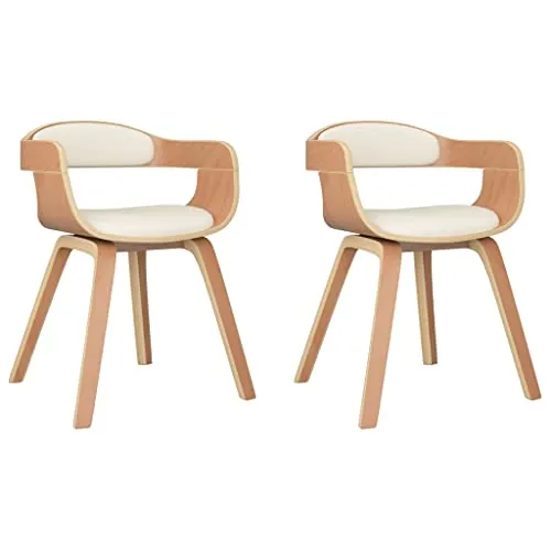 vidaXL Esszimmerstühle 2er Set Creme Bugholz & Kunstleder von vidaXL