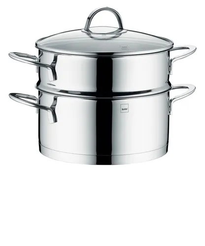 Kela Universal-Dünster Cailin Edelstahl 2tlg. 20cm - Dampfkochtopf aus hochwertigem Edelstahl 18/10, ideal für gesundes Dämpfen von Gemüse und Fisch. Geeignet für alle Herdarten, inklusive Induktion, mit praktischem Glasdeckel.