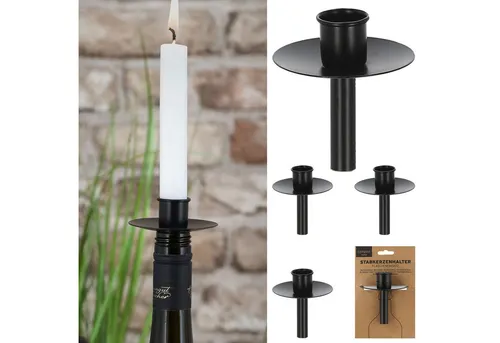 CEPEWA Kerzenhalter Stabkerzenhalter Flascheneinsatz 4er Set Metall schwarz 7x8cm Ständer