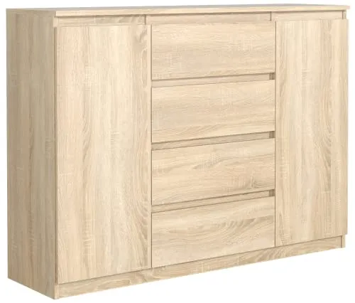 meble masztalerz Kommode Eiche-Sonoma 120 cm - Kommode & Sideboard mit 4 grifflosen Schubladen und 2 Türen, ideal für Wohnzimmer oder Schlafzimmer, bietet viel Stauraum und ist leicht zusammenbaubar.