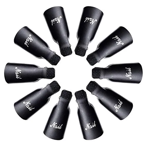 IME Nagellackentferner Clips Set, Nails Art Gel Cap Einweichen Clip UV Maniküre Tränken Weg Nagel-Clips Gel Polish Entferner Wrap Tool Schwarz 10 Stk