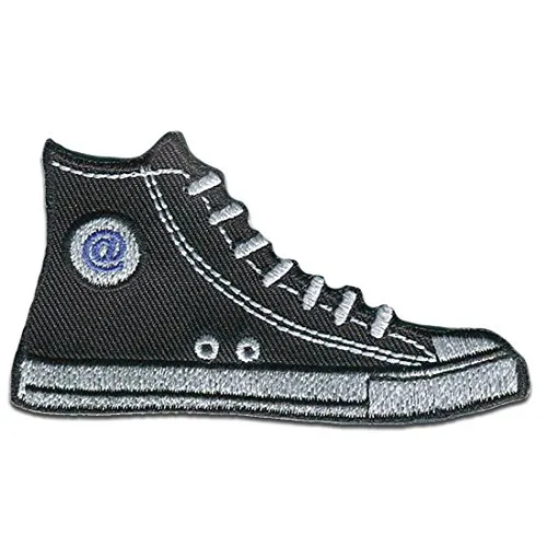 Aufnäher/Bügelbild - Sneakers Schuhe - mehrere Farben auswählbar 4,5 x 8,0 cm - by catch-the-patch® Patch Aufbügler Applikationen zum aufbügeln Applikation Patches Flicken, Farbe:schwarz