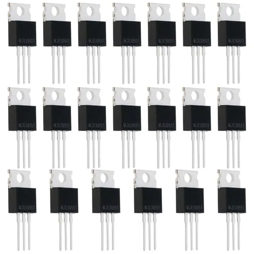 VGOL 20 Stück MJE3055T NPN-Transistor TO-220 10 A 60 V 75 W 29 x 9,7 mm für Stromschaltung und Allzweckverstärker, NPN-Halbleiterschalter, Schwarz