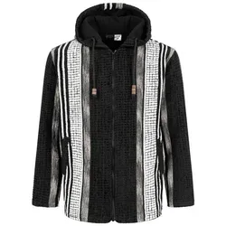 KUNST UND MAGIE Kapuzennickijacke Kapuzenjacke Kapu Hoodie mit Kapuze Goa Hippie Jacke Nepal Fair schwarz XL