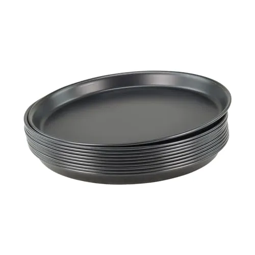 Stück Pizzablech rund Ø 24cm - Profiqualität 10er Set - Küchenhelfer aus Blaublech, hitzebeständig bis +400°C, ideal für Profi- und Hobbyköche. Stapelbar und mit gebördeltem Rand für perfekte Pizzaböden!