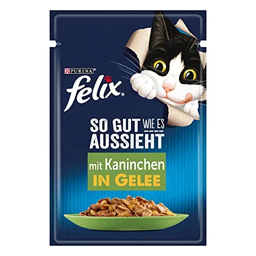 FELIX So gut wie es aussieht Katzenfutter nass in Gelee, mit Kaninchen, 26er Pack (26 x 85g)