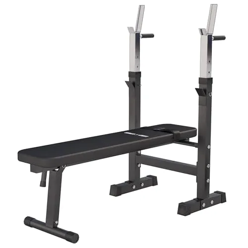 GORILLA SPORTS Hantelbank Ablage, Verstellbar und Klappbar - Hantelbänke in Schwarz/Weiß, ideal für ein effektives Training mit einer maximalen Belastbarkeit von 200 kg.