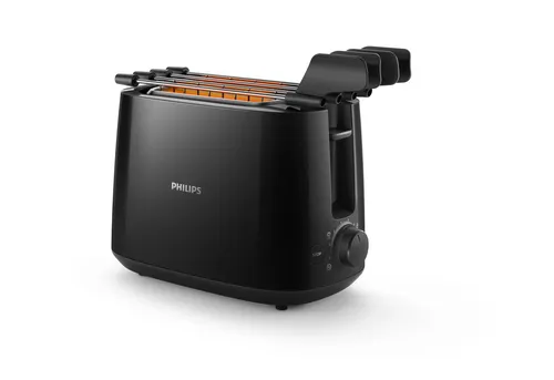 Philips Daily Collection HD2583/90 Toaster - Toaster mit 8 Bräunungsstufen und 4-in-1-Funktionen wie Auftauen und Aufwärmen, ideal für jeden Toastliebhaber.