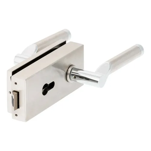 Glastürschloss Q PZ ohne Bänder Edelstahl Glastürbeschlag Lightning