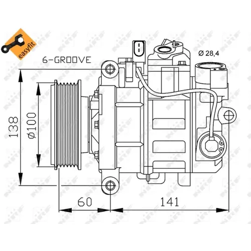 NRF Kompressor EASY FIT 32263 - Hochwertiger Kompressor für Klimaanlagen, optimiert für einfache Installation und effiziente Kühlung in Fahrzeugen.