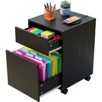 relaxdays Rollcontainer mit Hängeregist, schwarz - Optimaler Stauraum für Ihr Büro! Dieser Rollcontainer bietet eine große Schublade mit Hängeregister und eine kleine Schublade für Büroutensilien. Dank der 5 Rollen ist er mobil und platzsparend unter dem Schreibtisch verstaut.