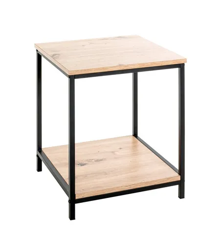 HAKU Möbel Beistelltisch Eiche 40x40 cm - Mehrzwecktisch aus stabiler MDF-Platte mit elegantem Metallgestell, ideal als praktische Ablage oder dekoratives Wohnaccessoire für jeden Raum.