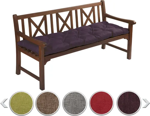 sunnypillow Bankauflage 160 x 50 cm - Violett - Gartenmöbelauflagen, wasserabweisend und besonders dick für höchsten Sitzkomfort, ideal für Gartenbänke und Hollywoodschaukeln.