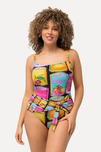 Ulla Popken Badeanzug Obstkonserven mit Softcups - Sportlicher Badeanzug in schwarz, Größe 58, aus recyceltem Material. Ideal für umweltbewusste Schwimmerinnen!