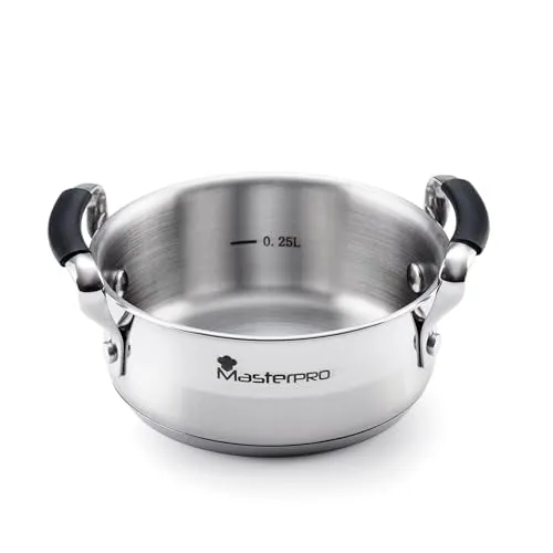MasterPRO Smart | Küchentopf 12 cm | Mit dreifacher Schicht aus Edelstahl und geschmiedetem Aluminium | Mit ergonomischen Griffen | Küchentopf | Für alle Küchenarten
