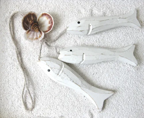 Fische im 3-er Set aus Holz am Band je Fisch ca. 13,5cm