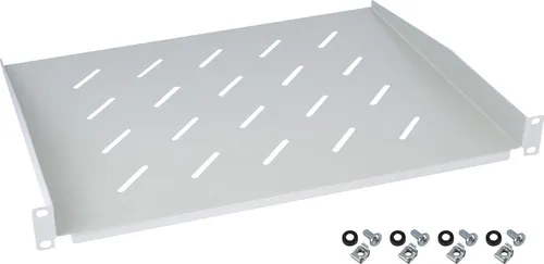 HMF 65499 Fachboden für Serverschrank | 19 Zoll | 1 HE | 400 mm Einbautiefe | Lichtgrau