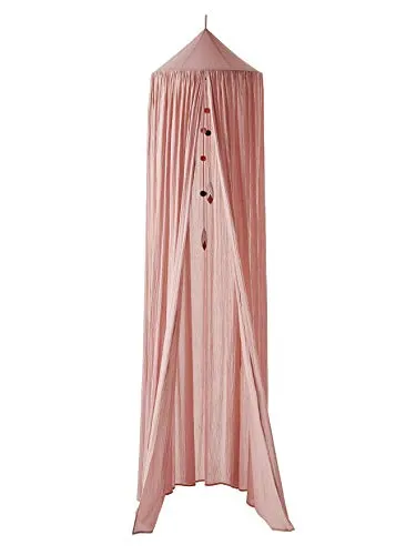 VERTBAUDET Vorhang Himmel Rosa TU - Schöner Baldachin aus zartem Rosa, verziert mit einer Girlande aus Bommeln. Ideal für ein gemütliches Kinderzimmer und leicht anzubringen.