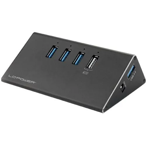 LC-HUB-ALU-2B-4 - USB 3.0 Hub mit Lade-Port - USB-Hub mit 3+1-Port, Aluminium-Gehäuse und Lade-Port (5V/2,4A). Perfekt für gleichzeitiges Laden und Verbinden von Peripheriegeräten.