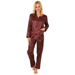 Normann Pyjama Damen Satin Schlafanzug in Optik zum durchknöpfen - 191 94 002 grau 48/50