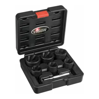 VIGOR Innenvierkant Antrieb 12,5 = 1/2 ZollSpiralnutenausdreher-Einsatz-Sortiment V3741 Vierkant hohl 12,5 mm (1/2 Zoll) Anzahl Werkzeuge: 7
