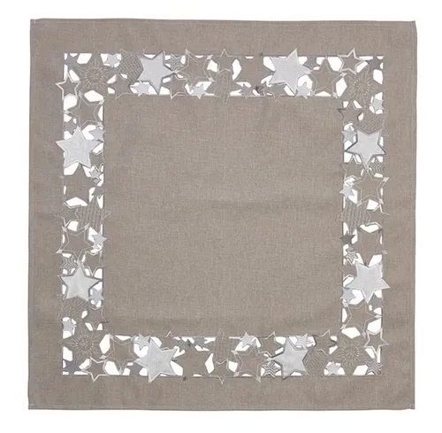 Festliche Mitteldecke  ca. 85 x 85 cm hellgrau-silber Sterne NEU