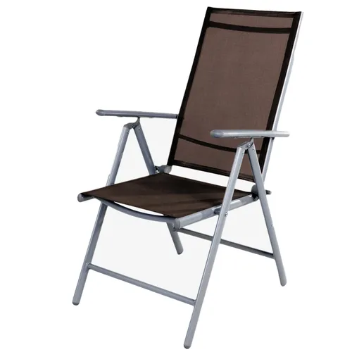 Gartenstuhl Klappstuhl Hochlehner Alu Textilen 7-Positionen Silber/Schokobraun - Hochlehner Klappstuhl aus Aluminium mit 7 Positionen, ideal für entspannte Stunden im Garten oder auf der Terrasse.