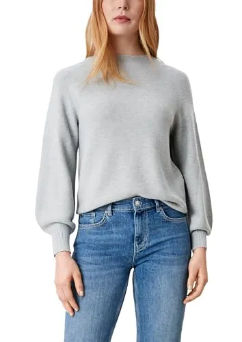 Strickpullover aus Viskosemix Grey Melange 48 - Damen Pullover in hochwertiger Viskosemix-Qualität, weich und angenehm zu tragen, mit Rundhalsausschnitt und modischen Raglanärmeln für einen lässigen Look.