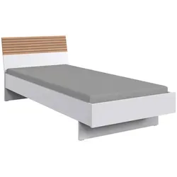 Boxxx Bett 90x200 cm, Weiß, Eiche Artisan - Hochwertiges Einzelbett in verschiedenen Holzdekoren, BQ - Bündnis für Qualität, Made in Germany, ideal für jedes Schlafzimmer.