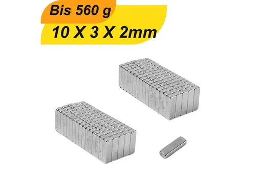 MaajeeKuto Magnet Neodym Magnet 10x3x2 mm N38 – Quadermagnet 560 g Haftkraft (10-St)