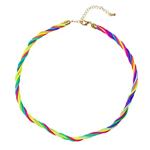 Amakando 80er Jahre Halskette Disco Party Neonkette Punk Halsband bunt Neon Kette Karneval Kostüm Damen Accessoires Mottoparty Hals Schmuck 80s Fancy Halsschmuck