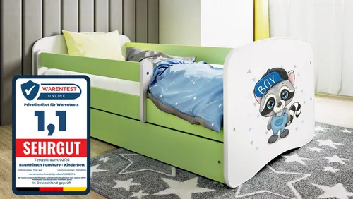 Raumhirsch Kinderbett Waschbär, Grün, 90x180 cm in grün von Raumhirsch Furniture