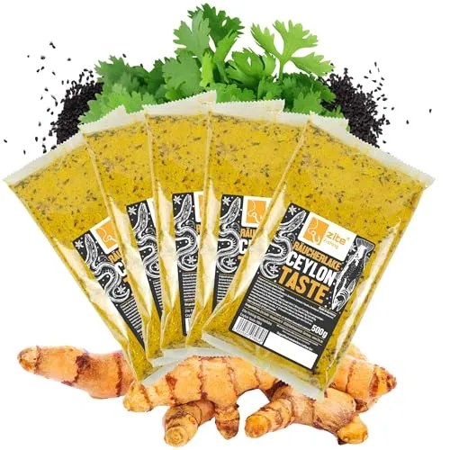 Zite Fishing Räucherlake Set 5x500g - Räucherlauge für Fische - Natürliche & Exotische Gewürzmischungen - Räuchern von Forelle, Aal & mehr (Ceylon Taste)