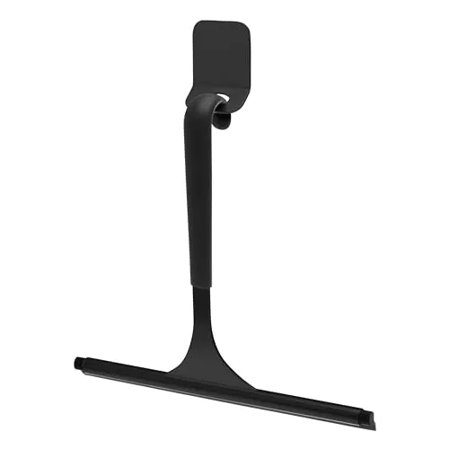 bremermann Duschabzieher RONDINE aus Edelstahl inkl. Wandhalter kein Bohren 3M Klebebefestigung Fensterabzieher Duschwischer matt schwarz