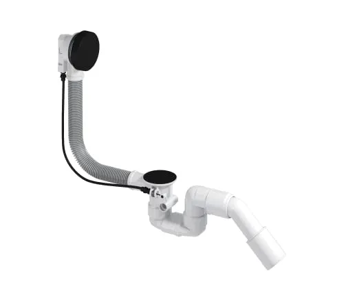 PREVEX Bathloc Ab- und Überlaufgarnitur - Abflussstopfen aus recyceltem Kunststoff und Edelstahl, elegantes Design mit hoher Durchflussmenge und praktischem Korbventil zur Verhinderung von Verstopfungen.