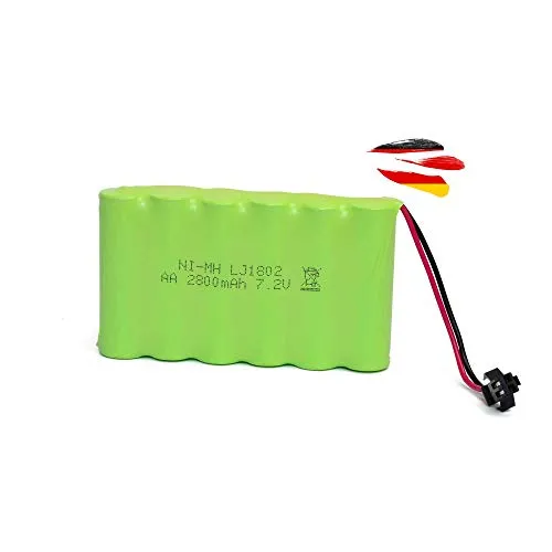 7,2V 2800-mAh NI-MH AA Akku, wiederaufladbar mit 2-poligem SM-2P Stecker, Akkupack Batterie für RC Panzer, Fahrzeug, Auto, Car, Truck, Boot, Bagger, Crawler, Spielzeug, Beleuchtung, Elektro-Werkzeuge