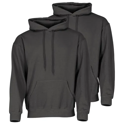 Fruit of the Loom Doppelpack Classic Kapuzen-Sweat Herren Hoodie 2er Pack + GRATIS MyShirt Stoffbeutel, Farbe:Graphit, Größe:2XL