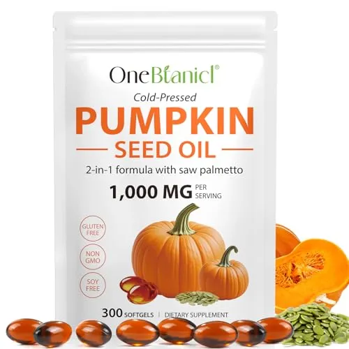 Kürbiskernöl-Kapseln, Reich An Essentiellen Fettsäuren, 1000 Mg, 300 Softgels, Fördert Das Haarwachstum, Unterstützt Die Gesundheit Der Harnwege, Der Blase Und Der Prostata