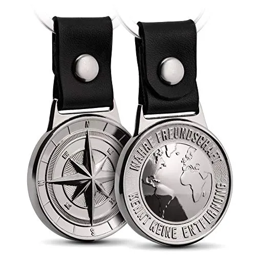 FABACH Freundschaft Schlüsselanhänger Northstar - Beste Freunde Schlüsselanhänger aus Leder und Metall - Beste Freundin Geschenk Bester Freund Geburtstag - Best Friends Glücksbringer Anhänger