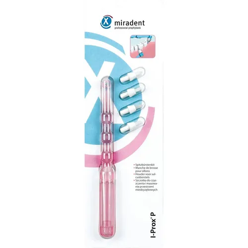 Hager & Werken GmbH & Co. KG miradent I-Prox P Spitzenbürstenkit, 4 Bürsten + Halter pink