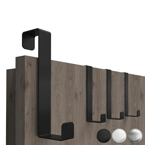 4smile Türhaken zum Einhängen, 4er Set, Fb. Schwarz - Platzsparende Kleiderhaken Tür für ganze Wohnung, universelle Haken zum Einhängen - Stabile Türgarderobe, Türhakenleiste