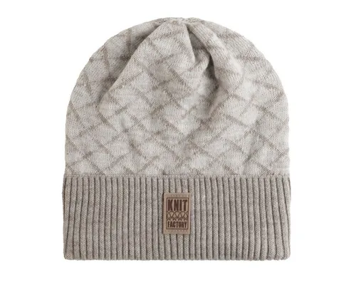 KNIT FACTORY Dusk Mütze - Stilvolle Strickmütze für Damen und Herren - Strickmütze mit hochwertiger Wolle und modernem Karomuster, ideal für kalte Herbst- und Wintertage. Schützt vor Kälte und verleiht jedem Outfit Persönlichkeit.