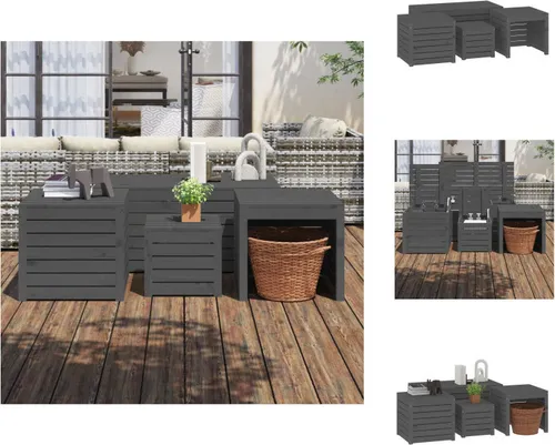 Vidaxl 4-teiliges Gartenbox-Set aus Kiefernholz in Grau